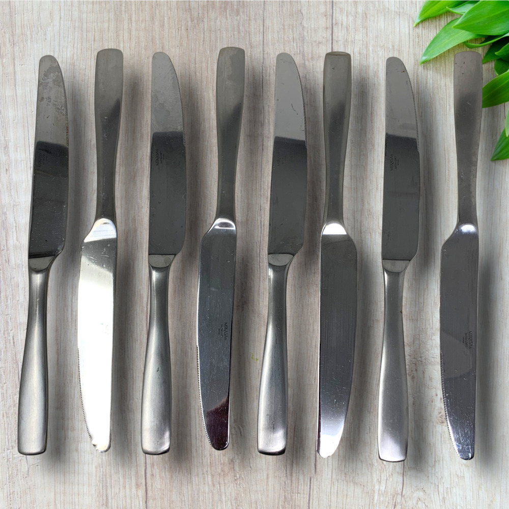 Lot 8 Mikasa SATIN LOFT 18/10 Stainless Steel Flatware Table Knives Modernist